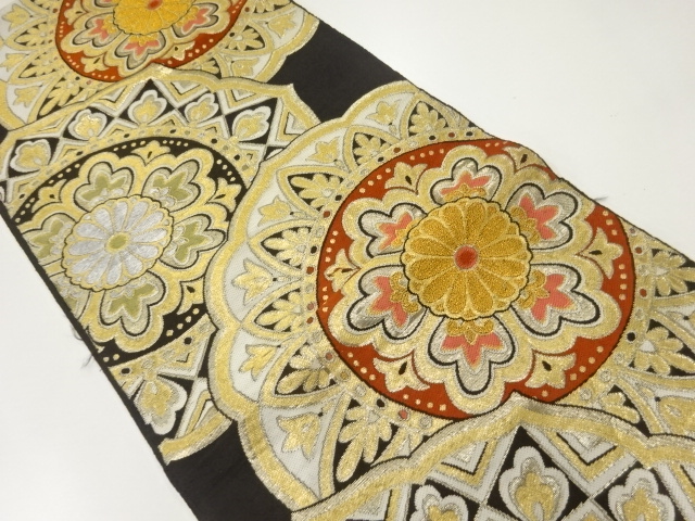 アンティーク　華紋模様織出し袋帯（材料）